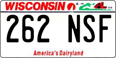 WI license plate 262NSF