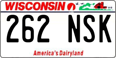 WI license plate 262NSK