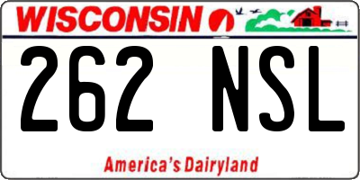WI license plate 262NSL