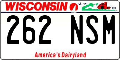 WI license plate 262NSM
