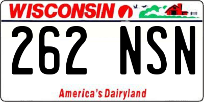 WI license plate 262NSN