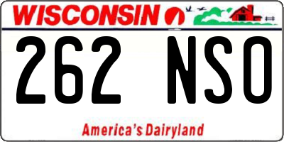 WI license plate 262NSO