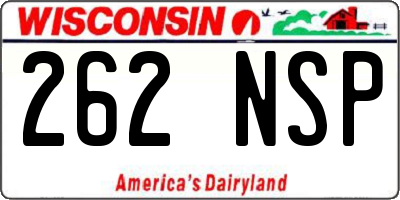 WI license plate 262NSP