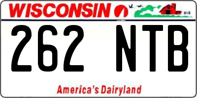 WI license plate 262NTB