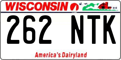 WI license plate 262NTK