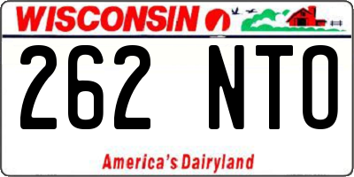 WI license plate 262NTO