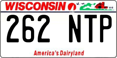 WI license plate 262NTP