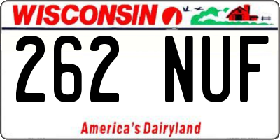 WI license plate 262NUF