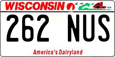 WI license plate 262NUS
