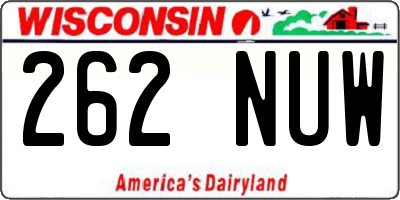 WI license plate 262NUW