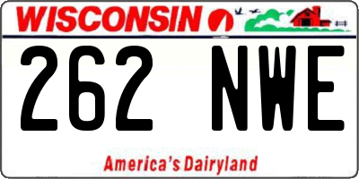 WI license plate 262NWE