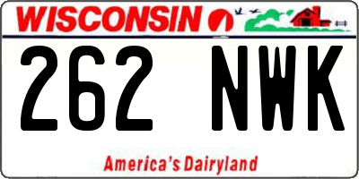 WI license plate 262NWK