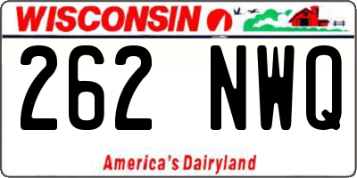 WI license plate 262NWQ