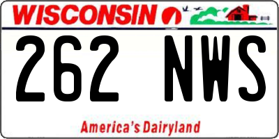 WI license plate 262NWS