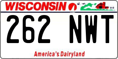 WI license plate 262NWT