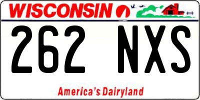 WI license plate 262NXS