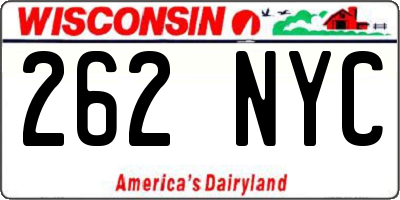 WI license plate 262NYC