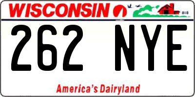WI license plate 262NYE