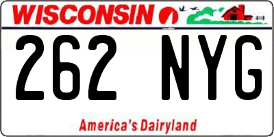 WI license plate 262NYG