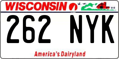 WI license plate 262NYK