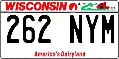 WI license plate 262NYM
