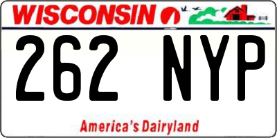 WI license plate 262NYP