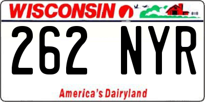 WI license plate 262NYR