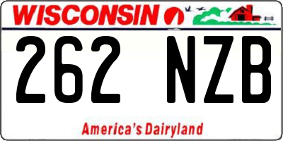 WI license plate 262NZB