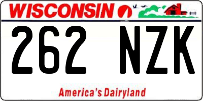 WI license plate 262NZK
