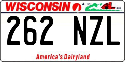 WI license plate 262NZL