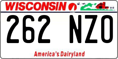 WI license plate 262NZO