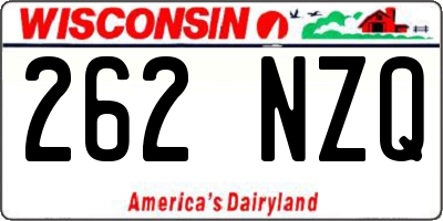 WI license plate 262NZQ