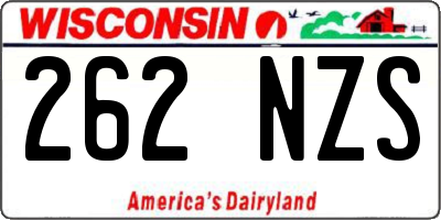 WI license plate 262NZS