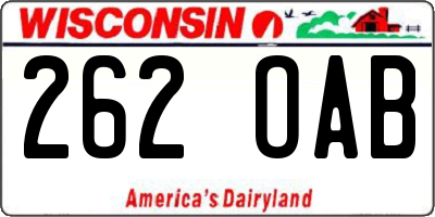 WI license plate 262OAB