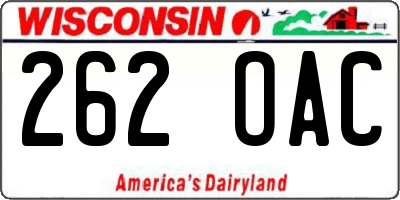 WI license plate 262OAC