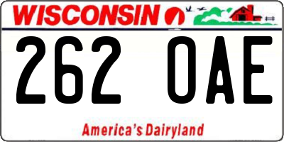 WI license plate 262OAE