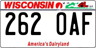 WI license plate 262OAF