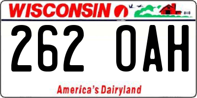 WI license plate 262OAH