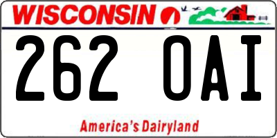 WI license plate 262OAI