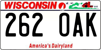 WI license plate 262OAK