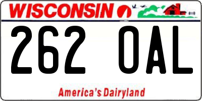 WI license plate 262OAL