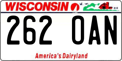 WI license plate 262OAN
