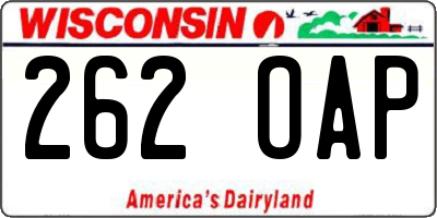 WI license plate 262OAP