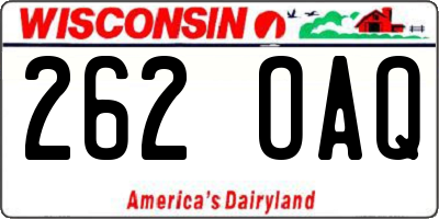 WI license plate 262OAQ