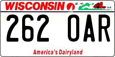 WI license plate 262OAR