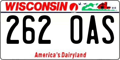 WI license plate 262OAS