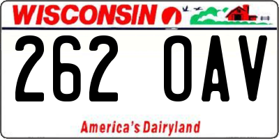 WI license plate 262OAV