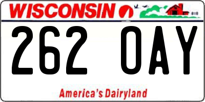WI license plate 262OAY