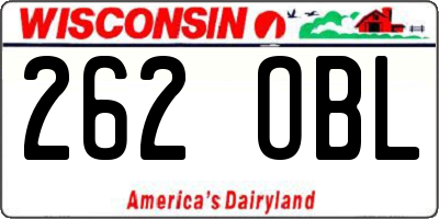 WI license plate 262OBL