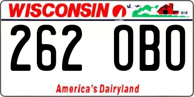 WI license plate 262OBO